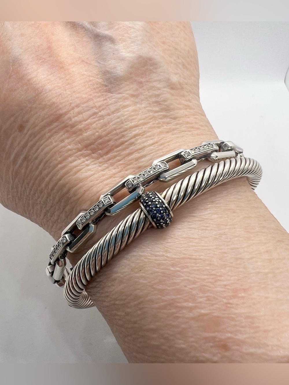 David Yurman Stax Link Bracelet with Pavé Diamonds - Picture 12 of 14